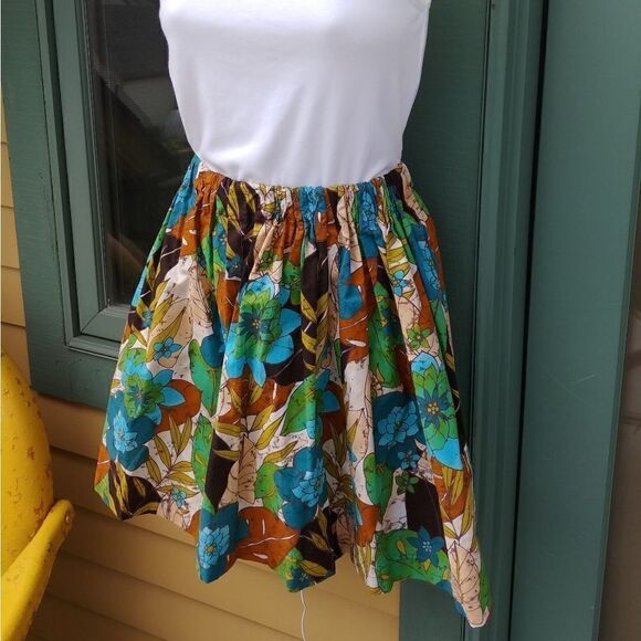 Vintage Handmade Batik Tiki Circle Midi Skirt - Picture 2 of 7